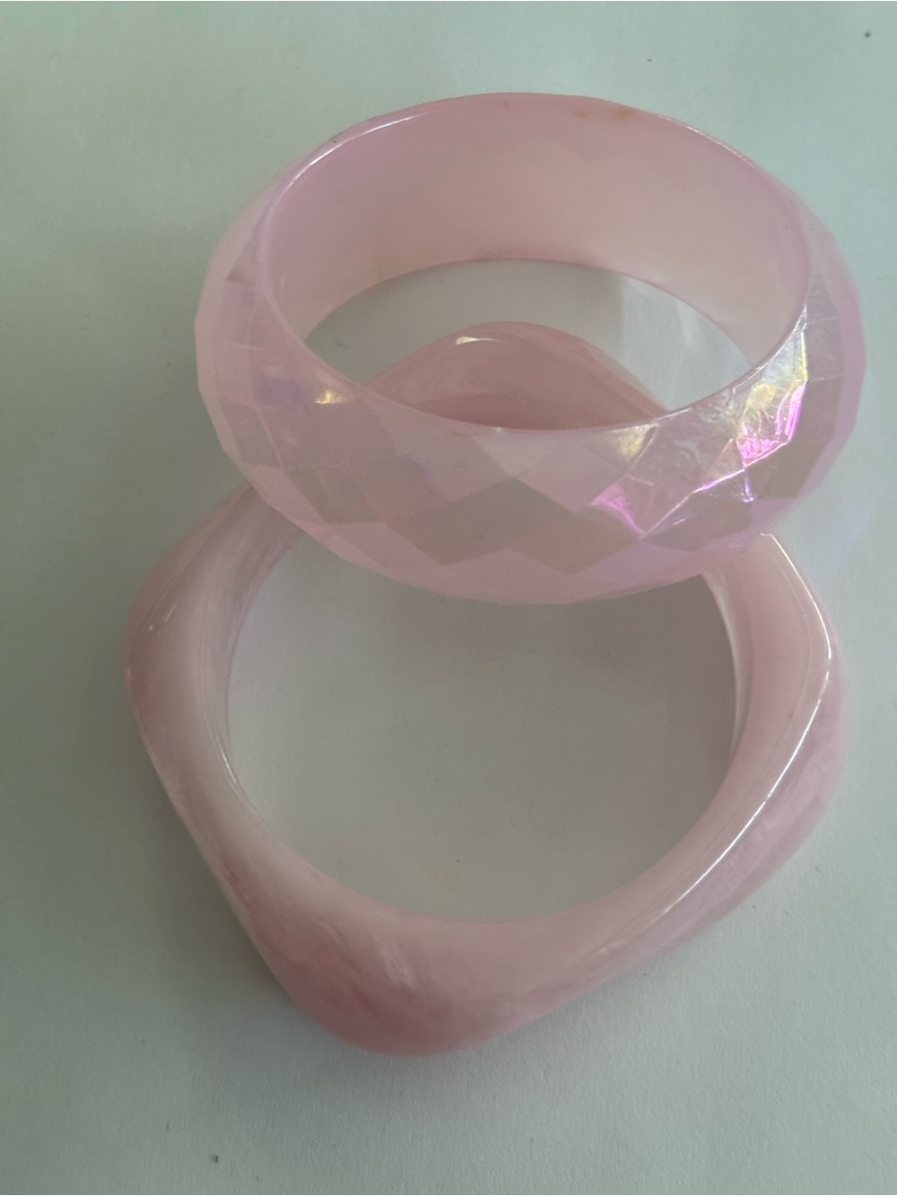 Source Unknown Pale Pink Resin Bangle Duo